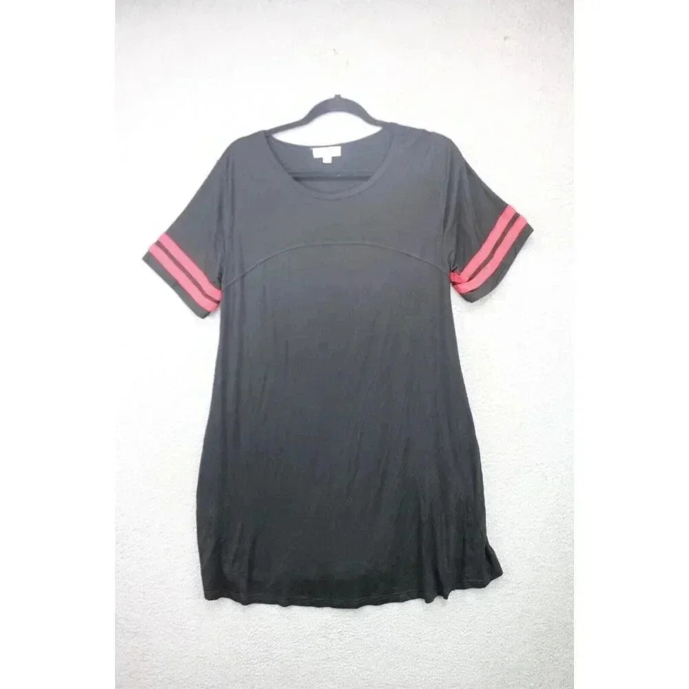 Umgee Women's Sleepshirt-Size‎ Large-Pockets-Black and Red-Silky-Soft